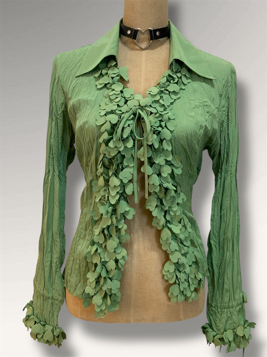 Chemise à jabot vert clair - M