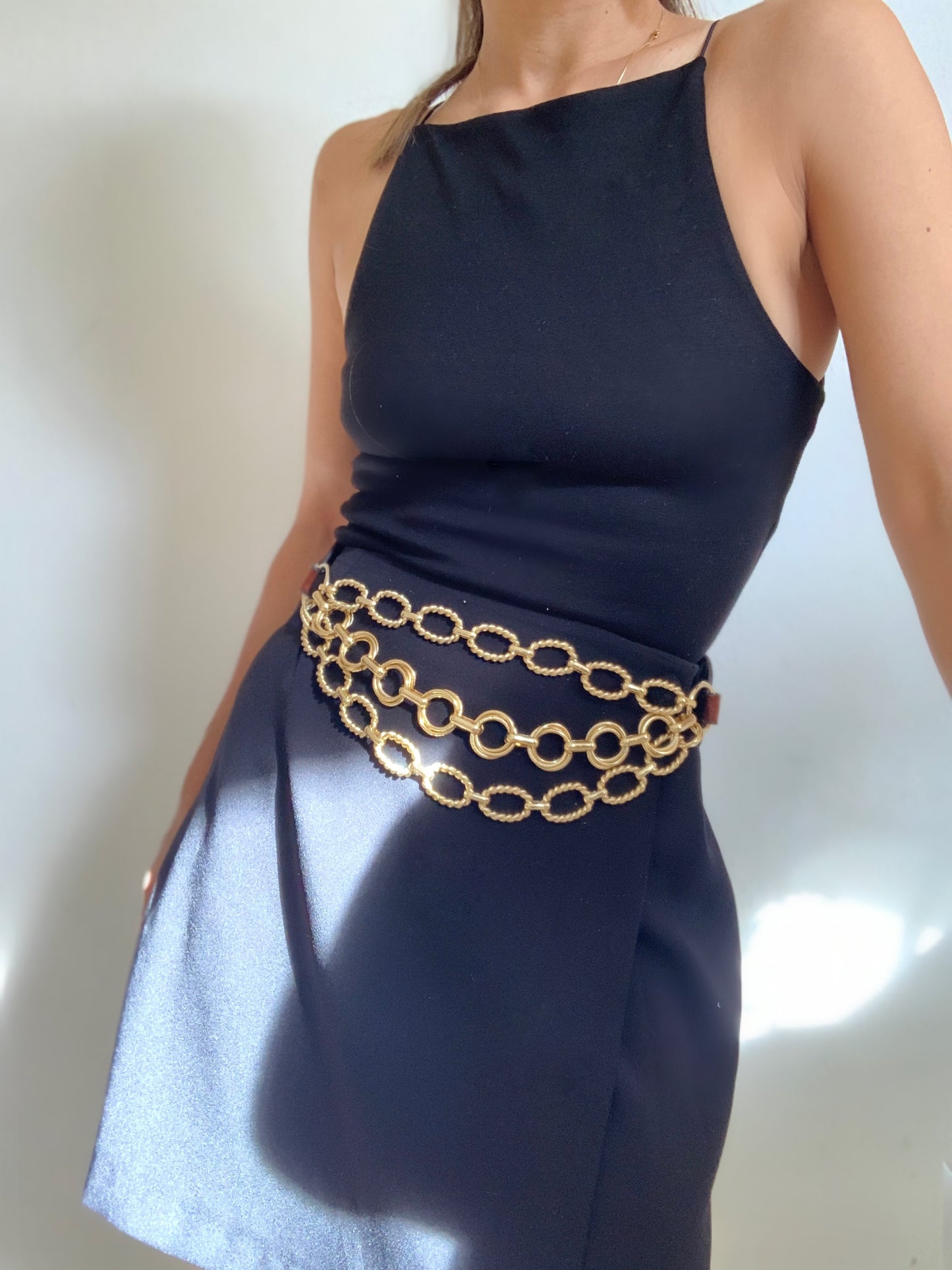 Ceinture vintage en chaînes et cuir