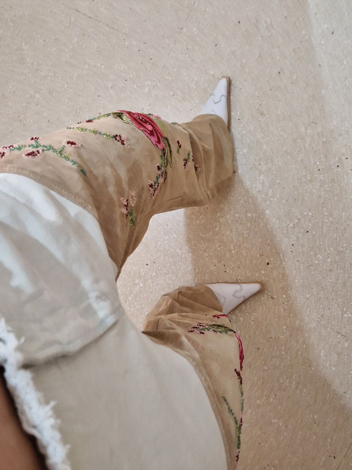 Vintage denim & suede embroidered cowgirl pants - L