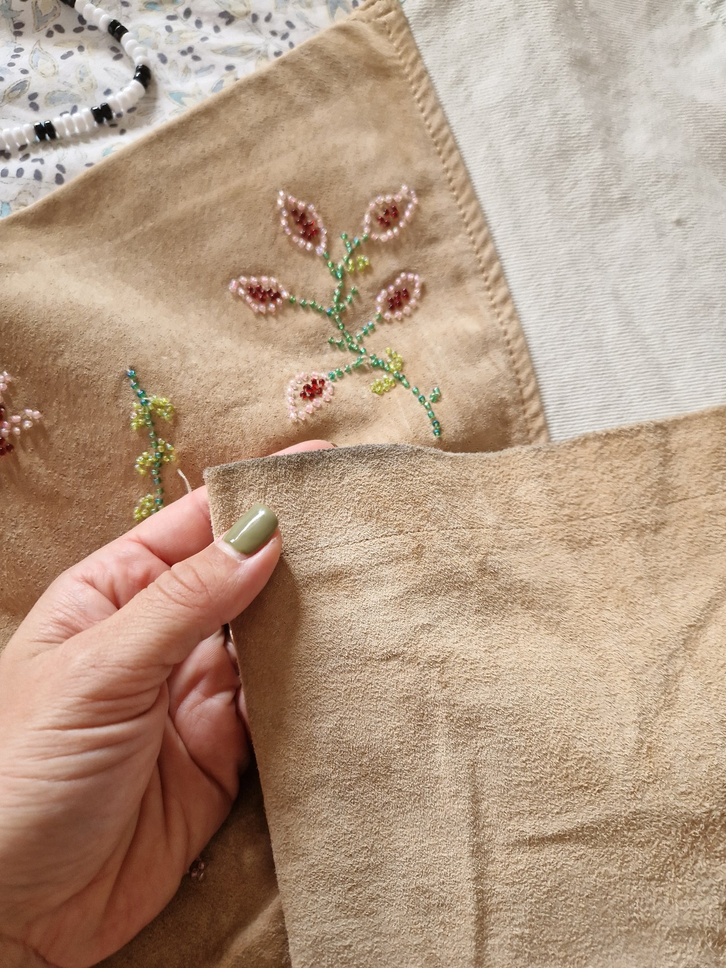 Vintage denim & suede embroidered cowgirl pants - L