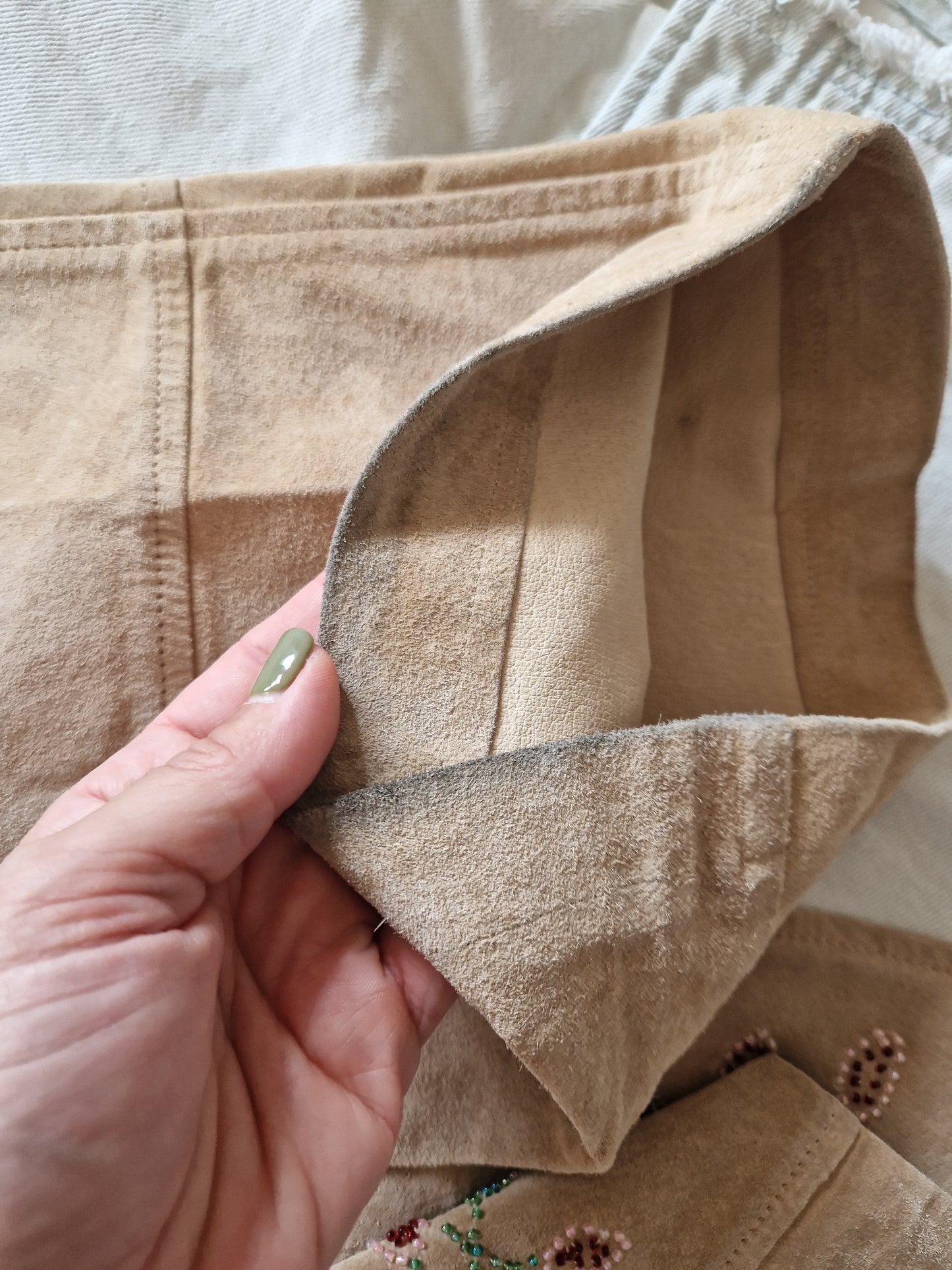 Vintage denim & suede embroidered cowgirl pants - L