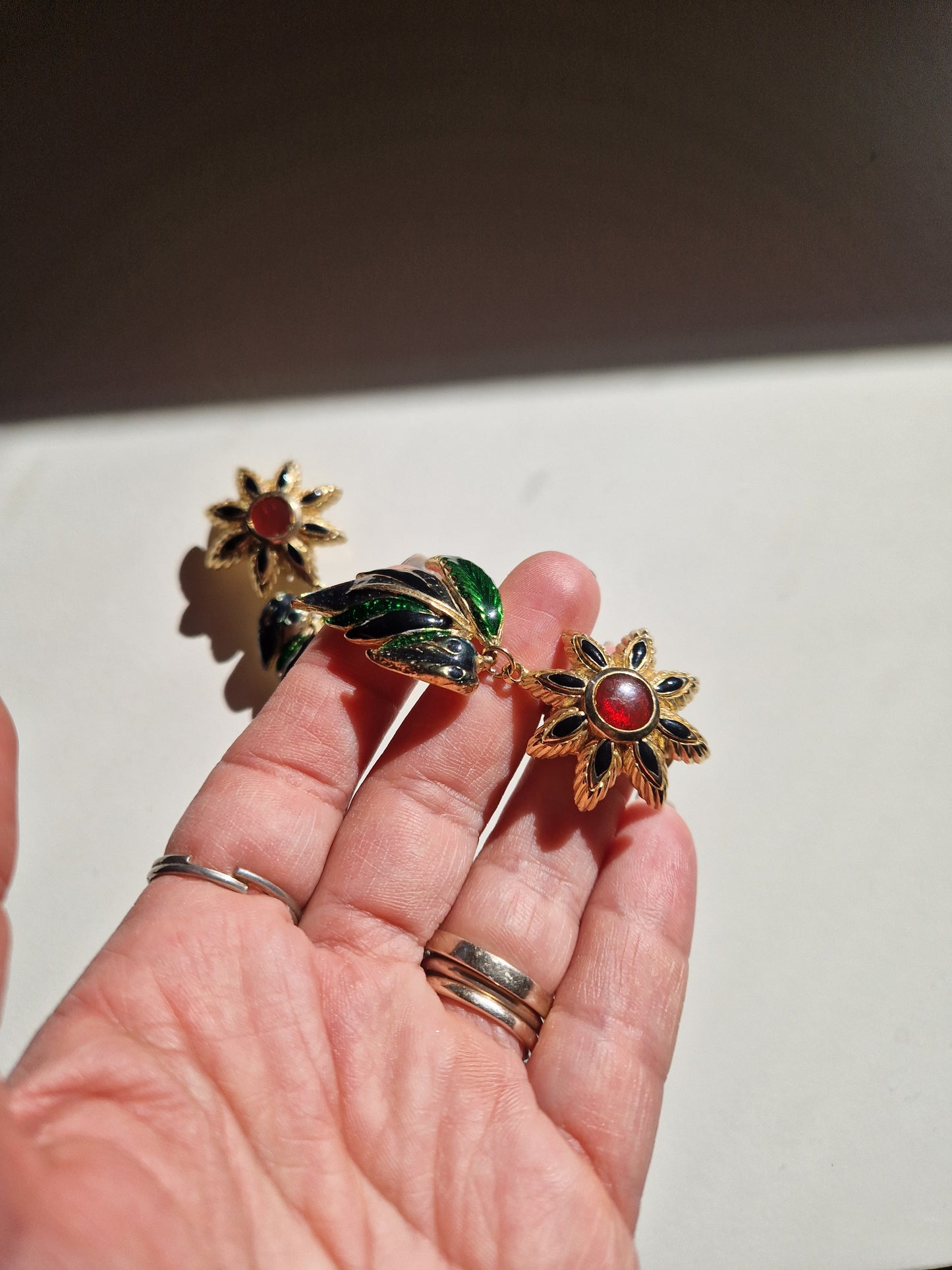 Vintage flower clip earrings