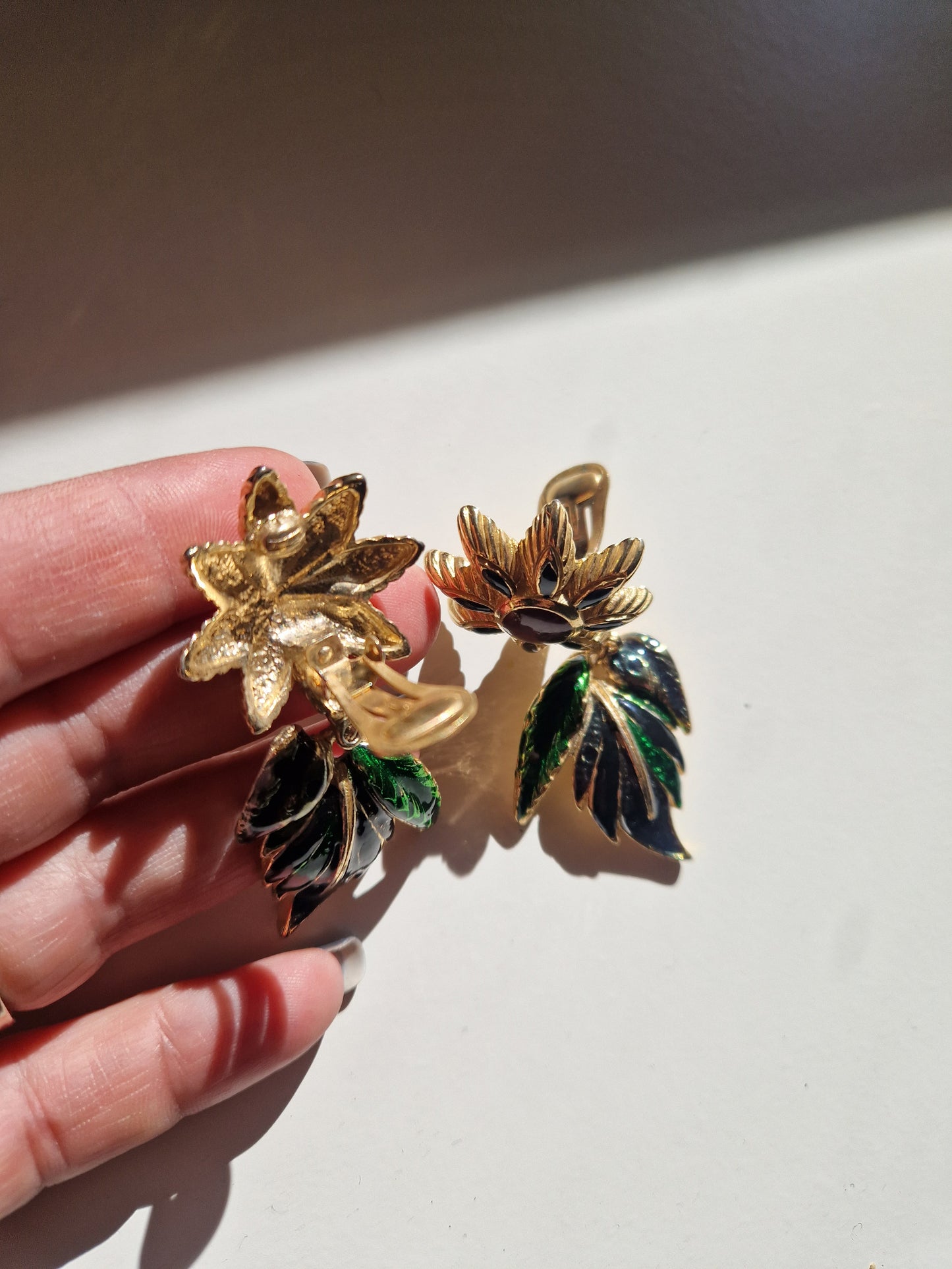 Vintage flower clip earrings