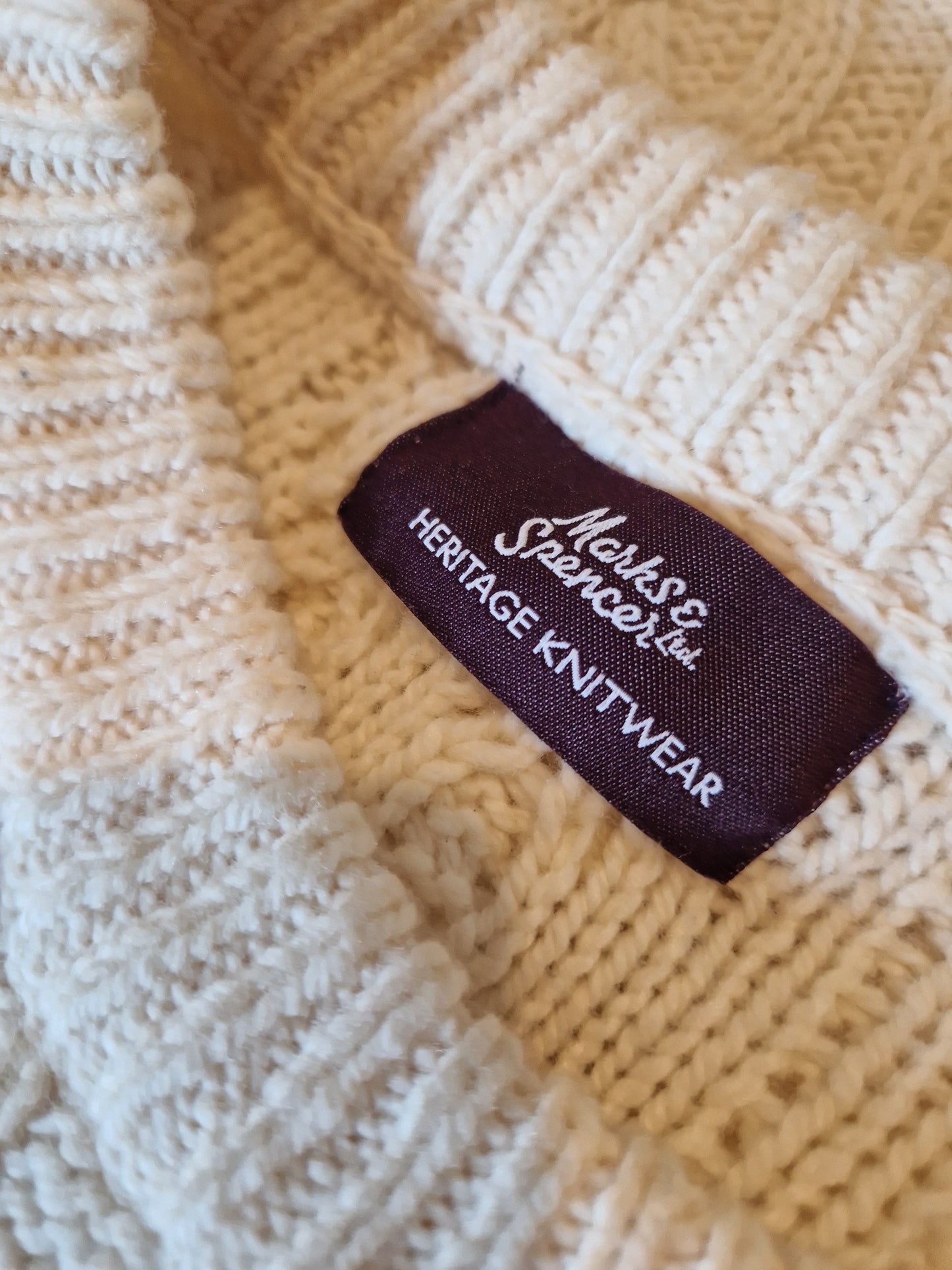 Pull oversize en maille torsadée crème mélangée en laine - XXL
