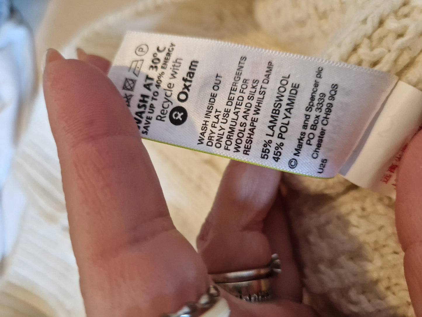 Pull oversize en maille torsadée crème mélangée en laine - XXL