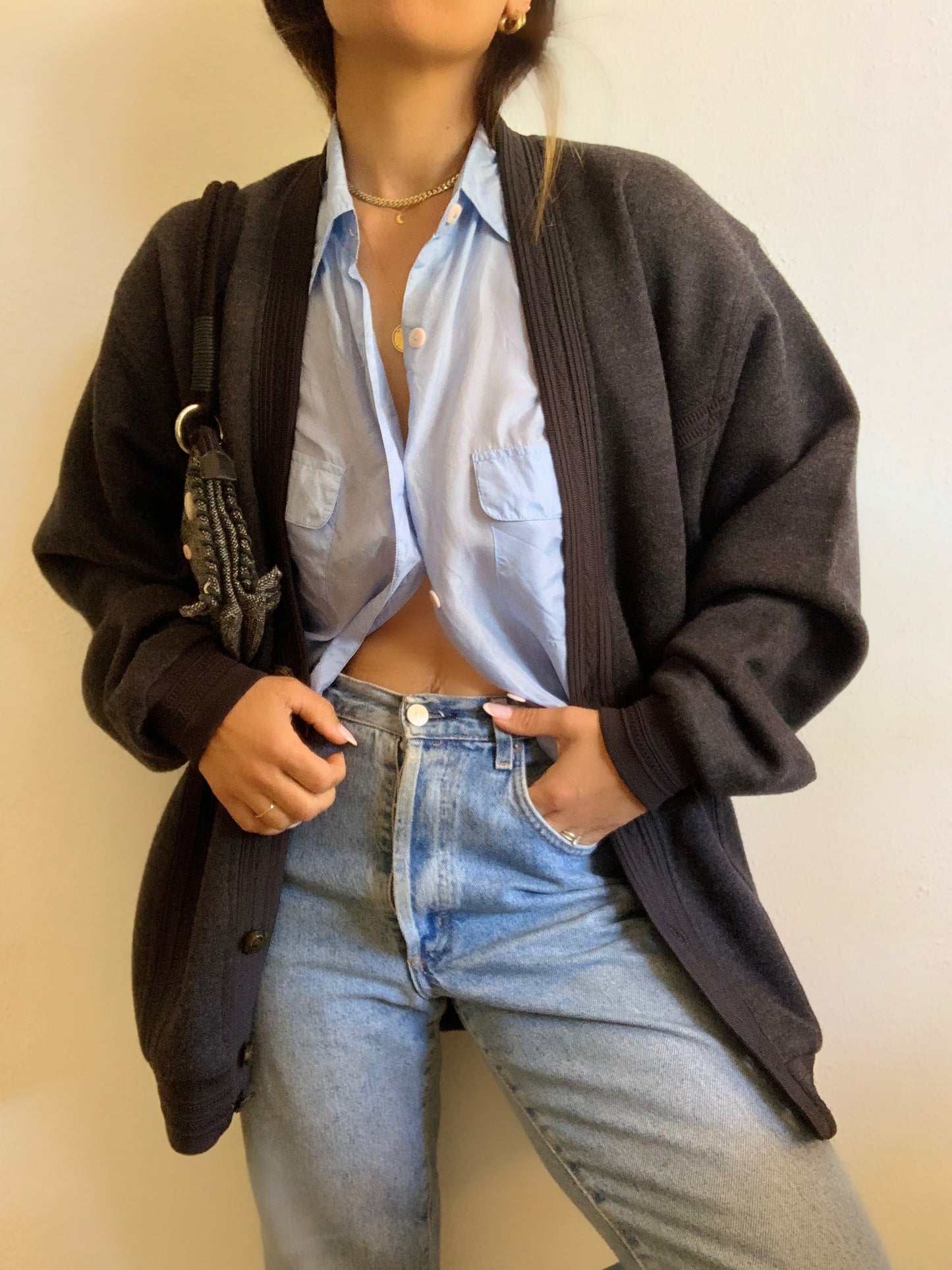 Le cardigan gris oversize de papi - XXL