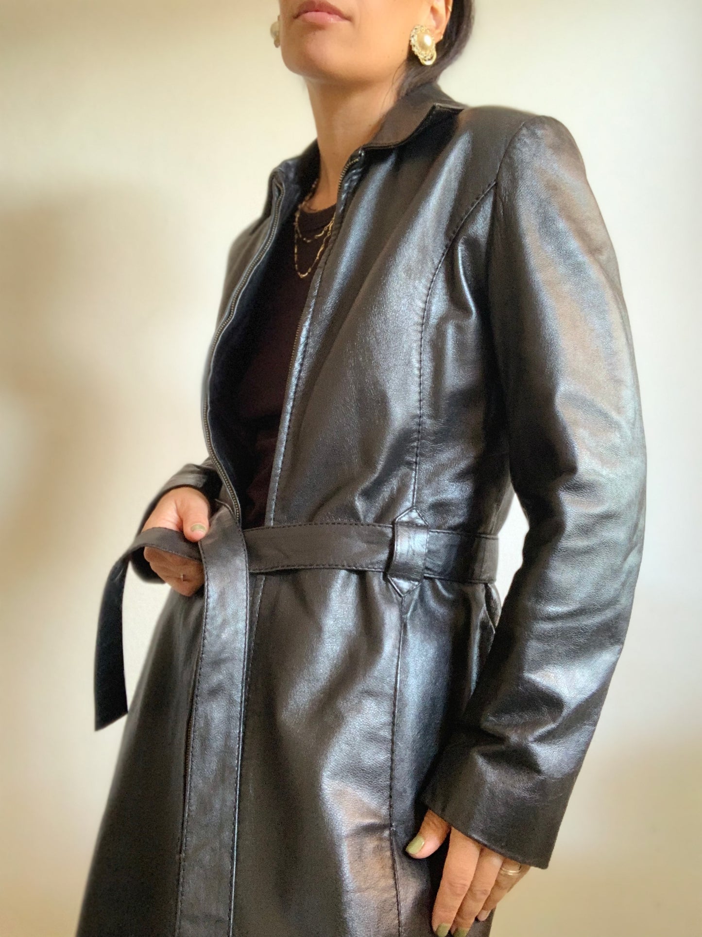 Veste en cuir noir