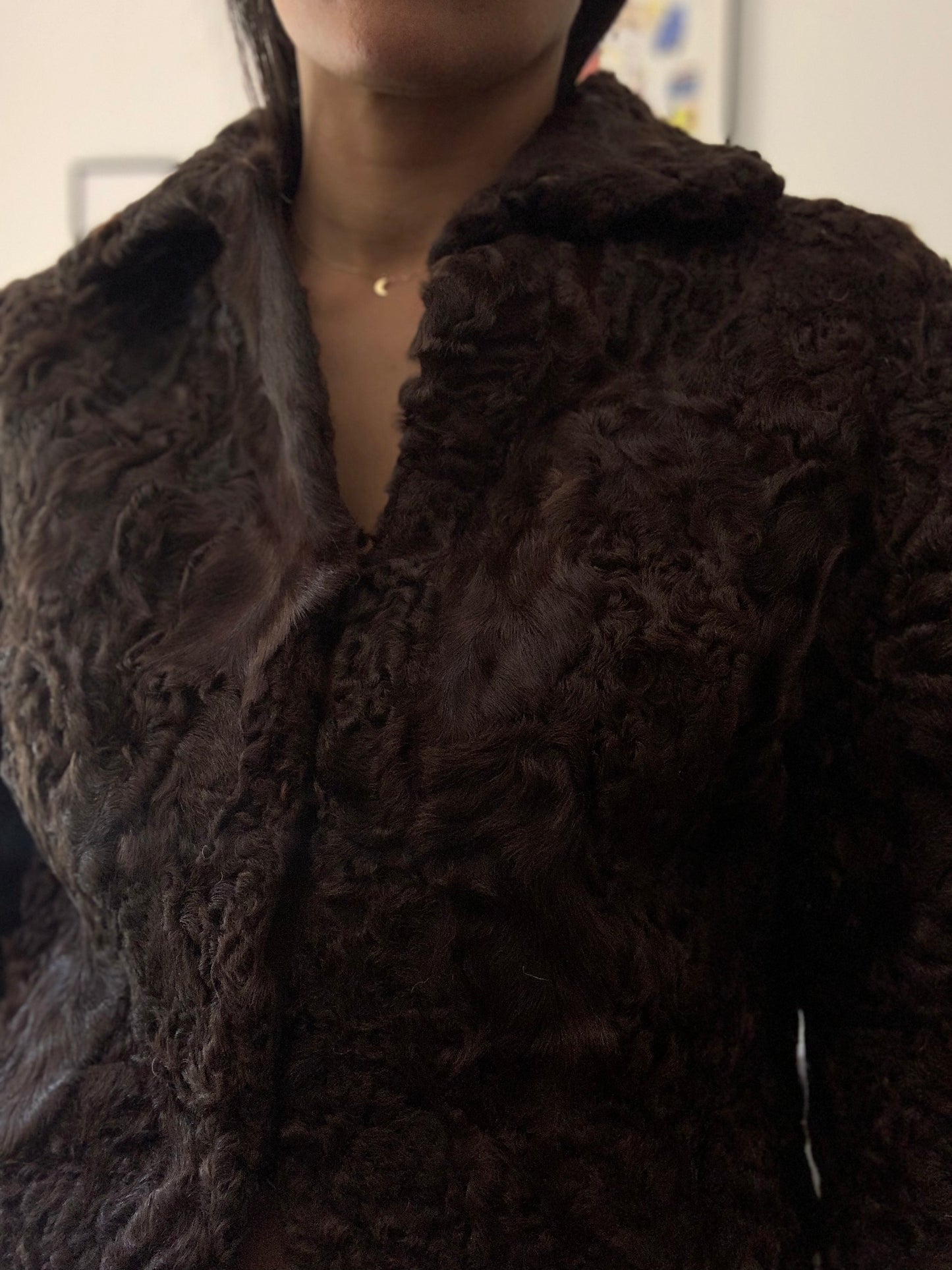 Veste en peau d'agneau chocolat - S