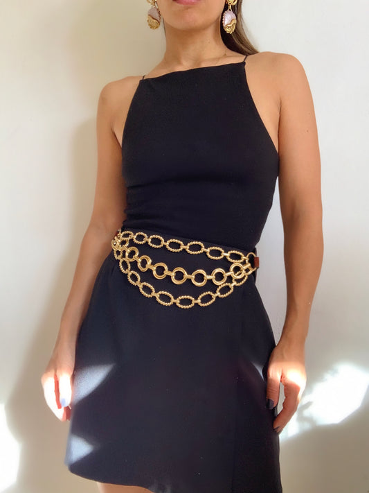 Ceinture vintage en chaînes et cuir