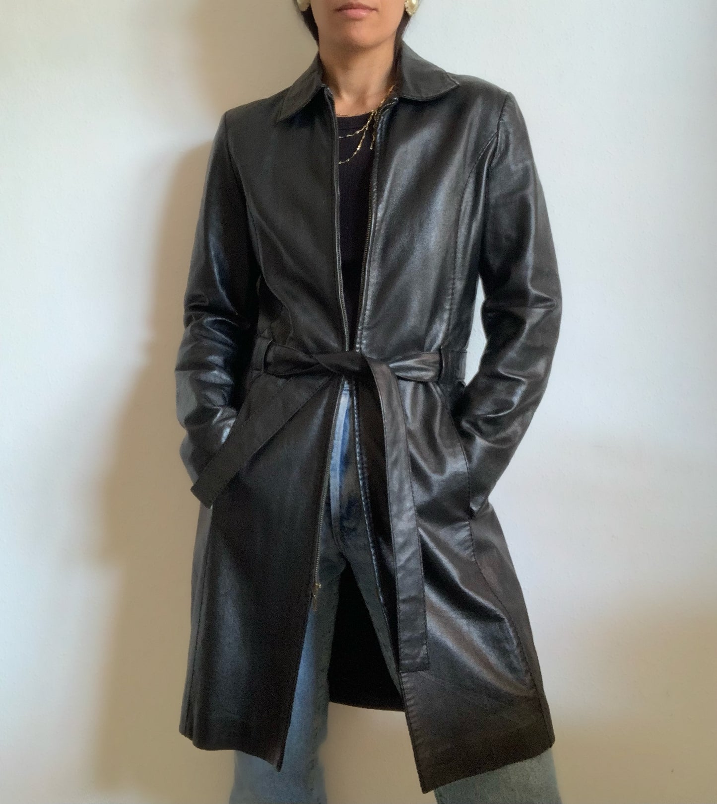 Veste en cuir noir