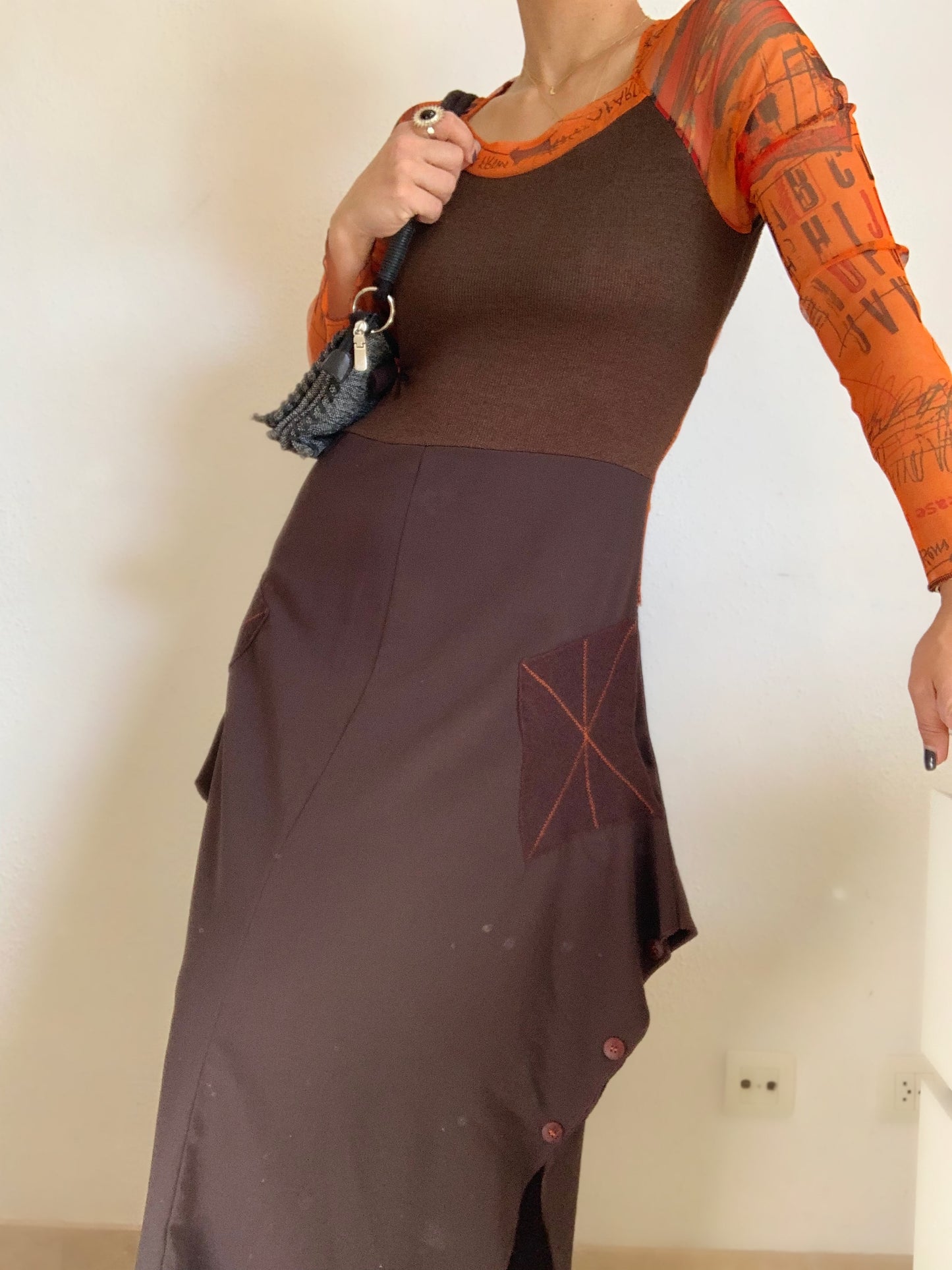 Robe longue en maille multi-matières Y2K - S