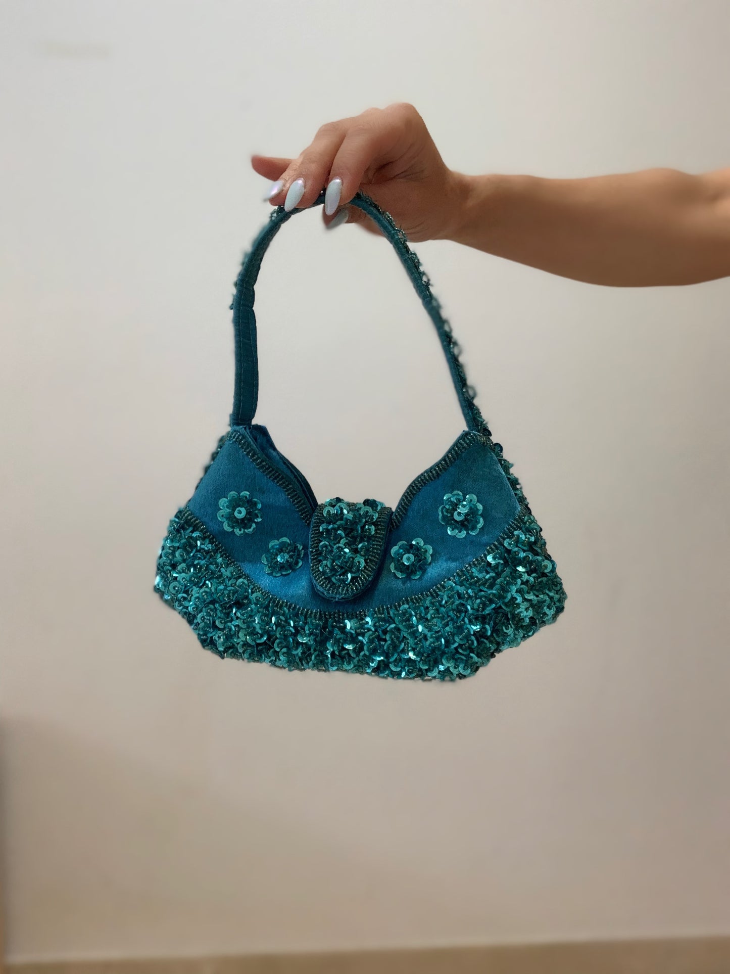 Blue sequins mini party bag
