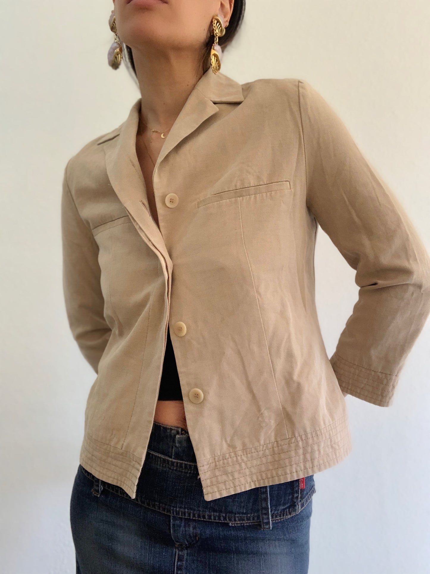 Veste boutonnée en mélange de lin Mango Y2K - S