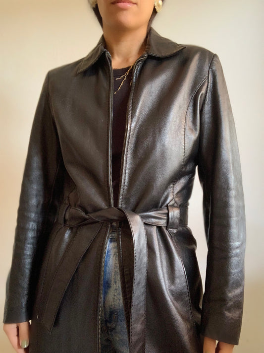 Veste en cuir noir
