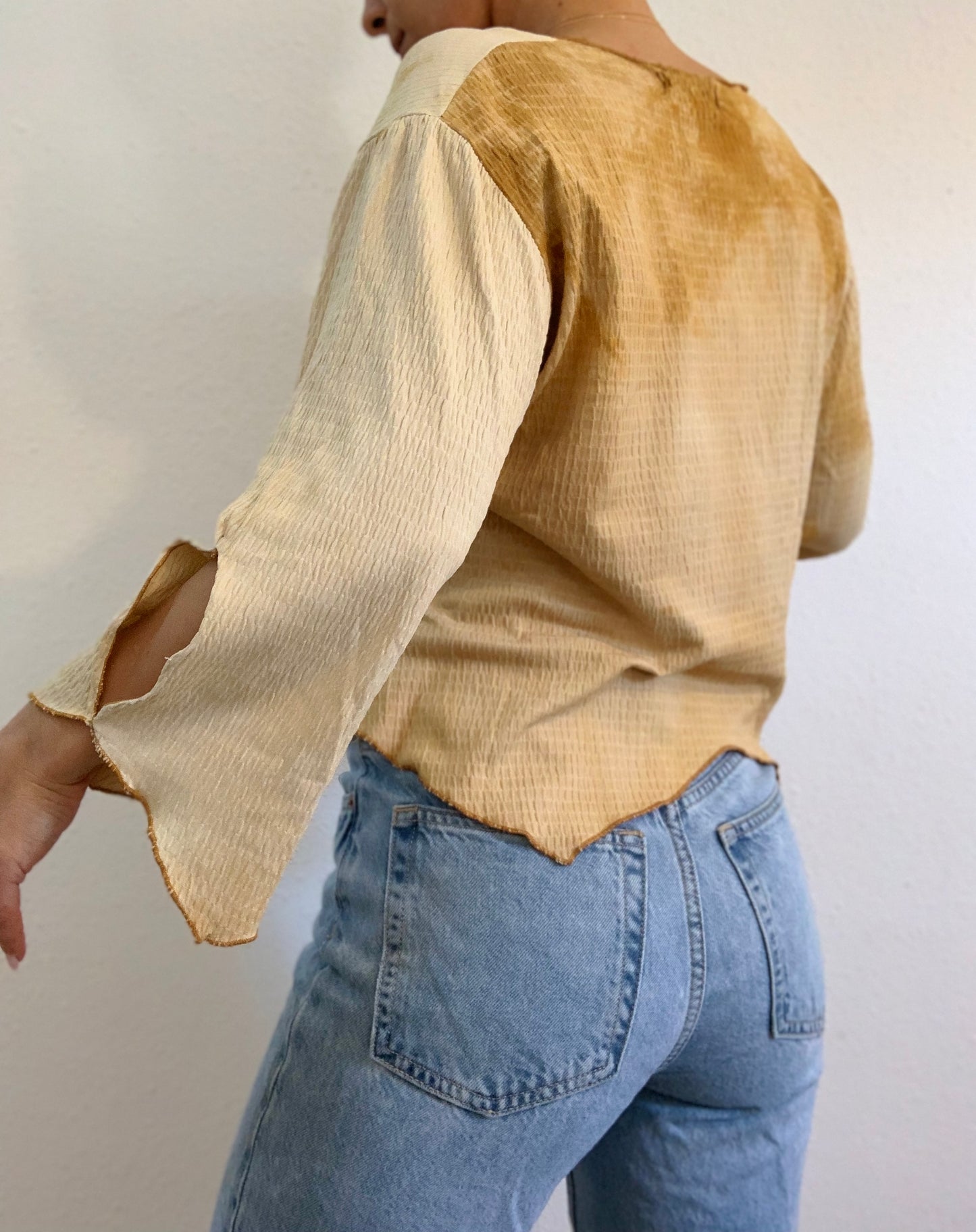 Haut vintage asymétrique jaune tie-dye - XL