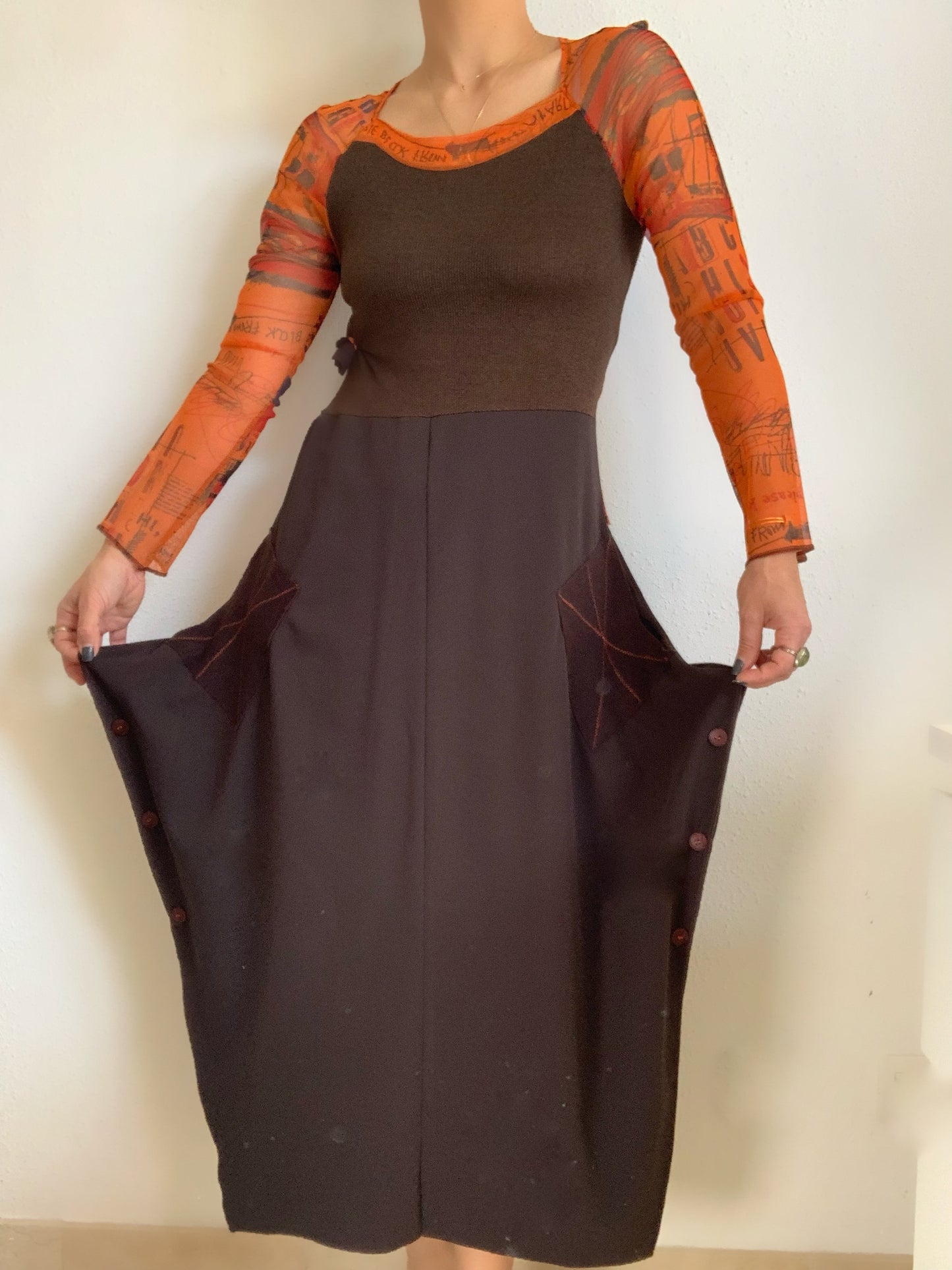 Robe longue en maille multi-matières Y2K - S