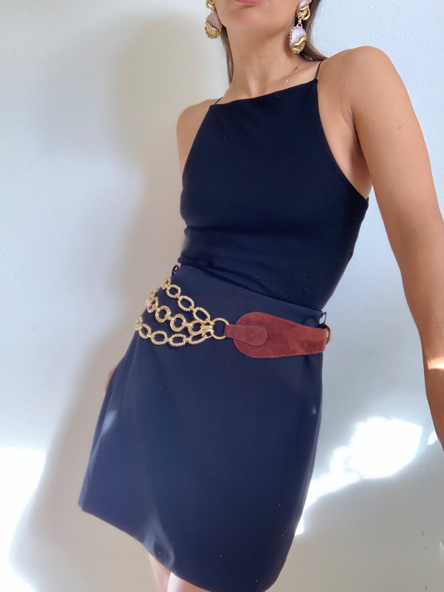 Ceinture vintage en chaînes et cuir