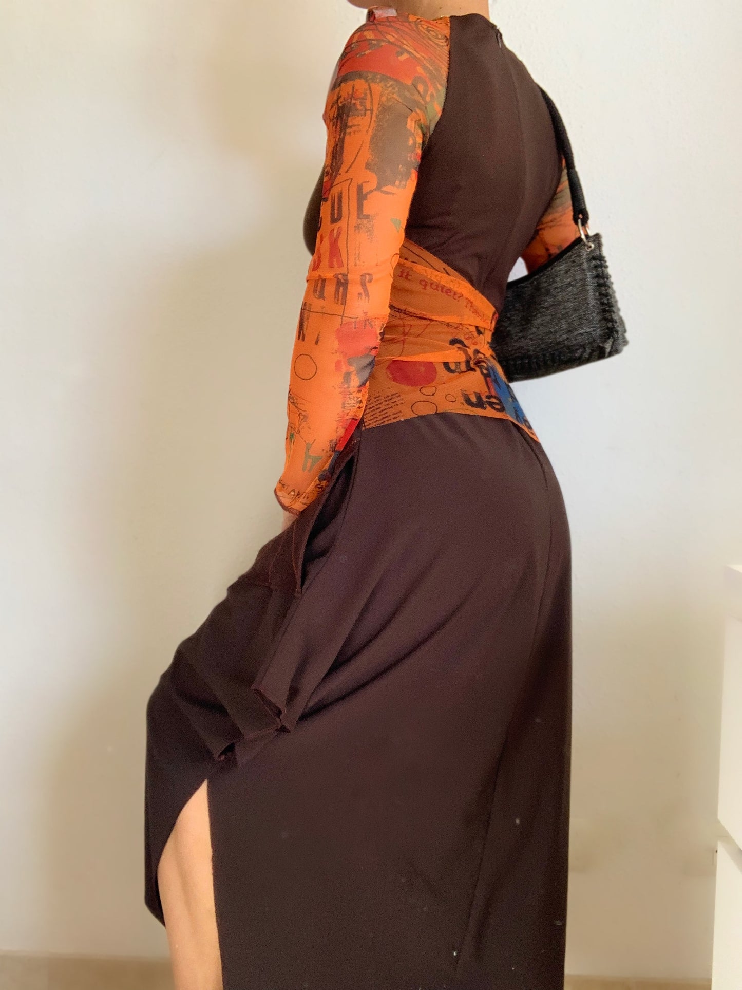 Robe longue en maille multi-matières Y2K - S