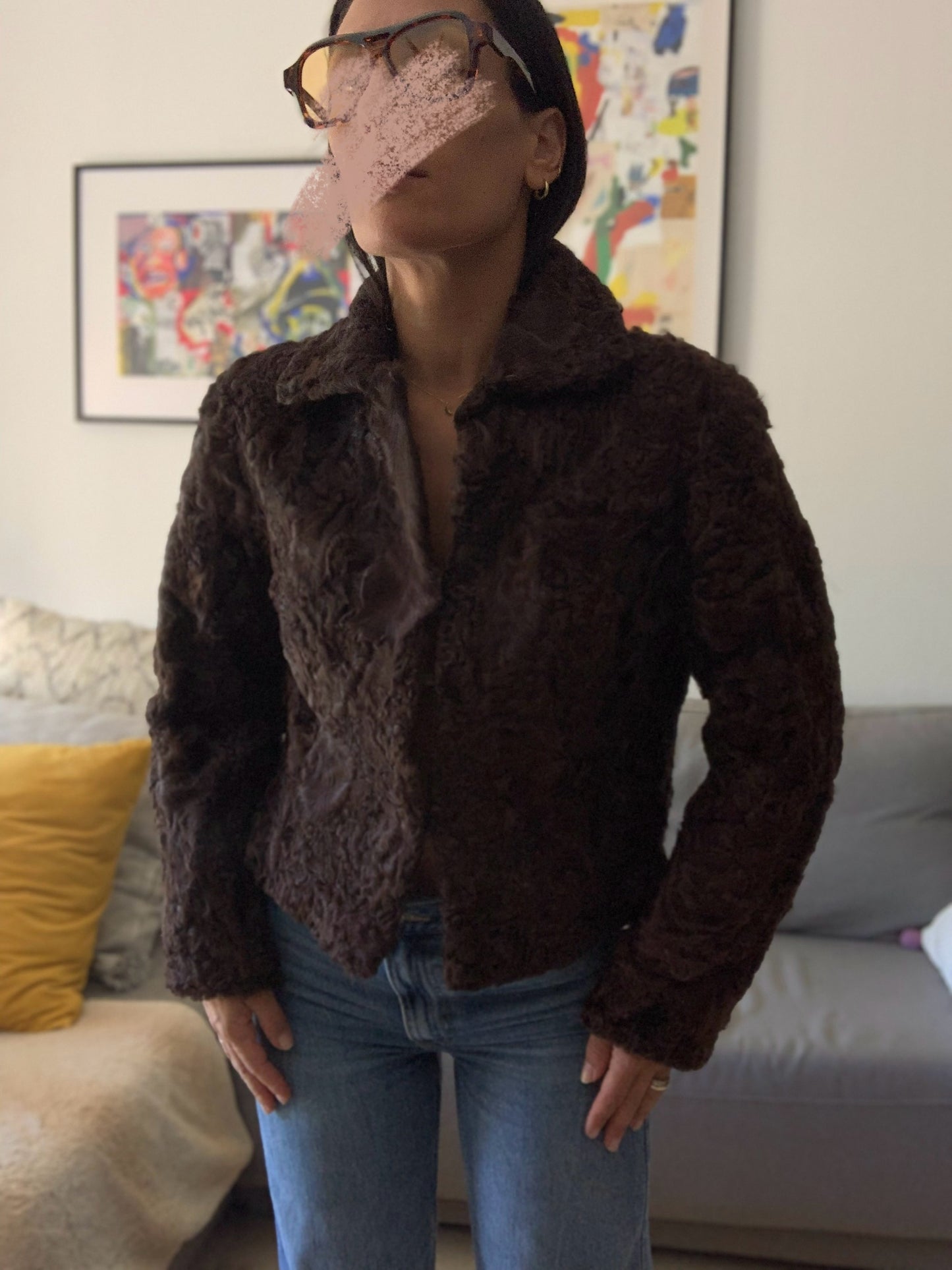 Veste en peau d'agneau chocolat - S