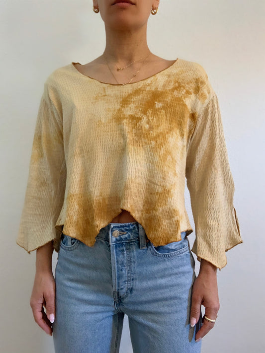 Haut vintage asymétrique jaune tie-dye - XL