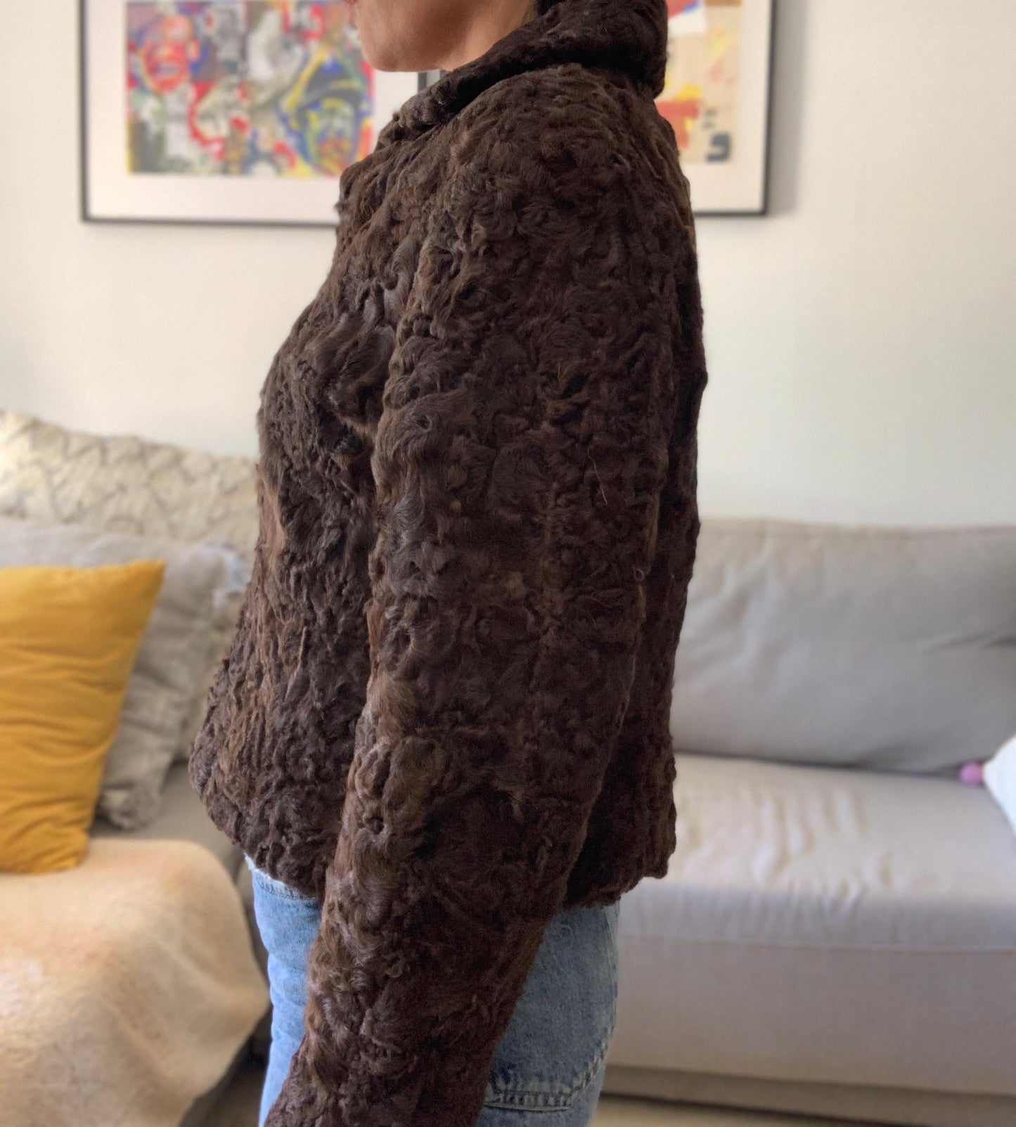 Veste en peau d'agneau chocolat - S