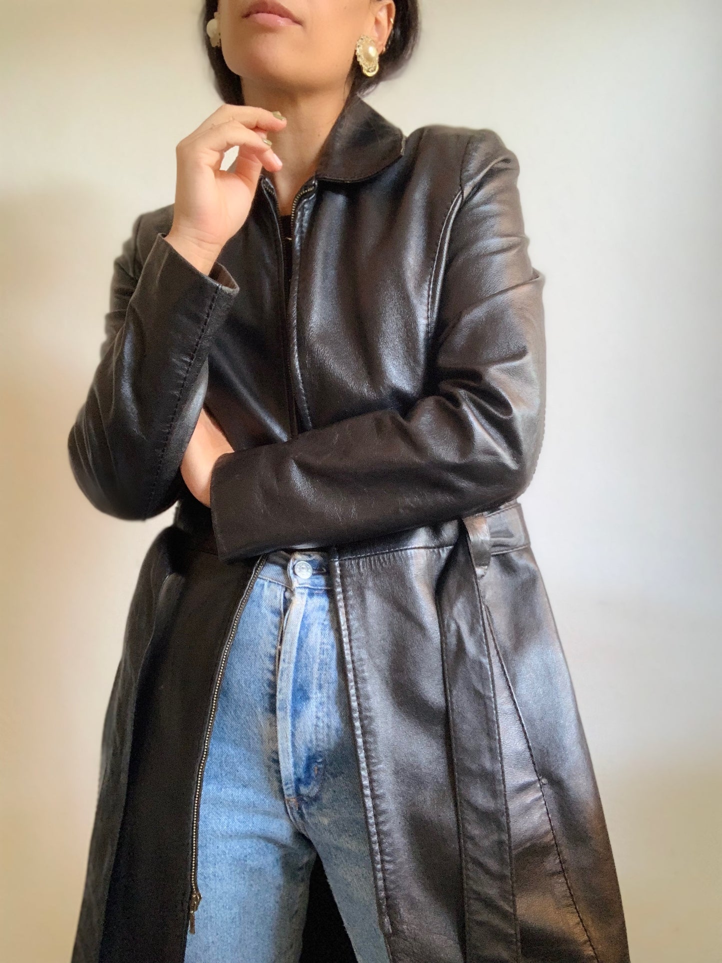 Veste en cuir noir