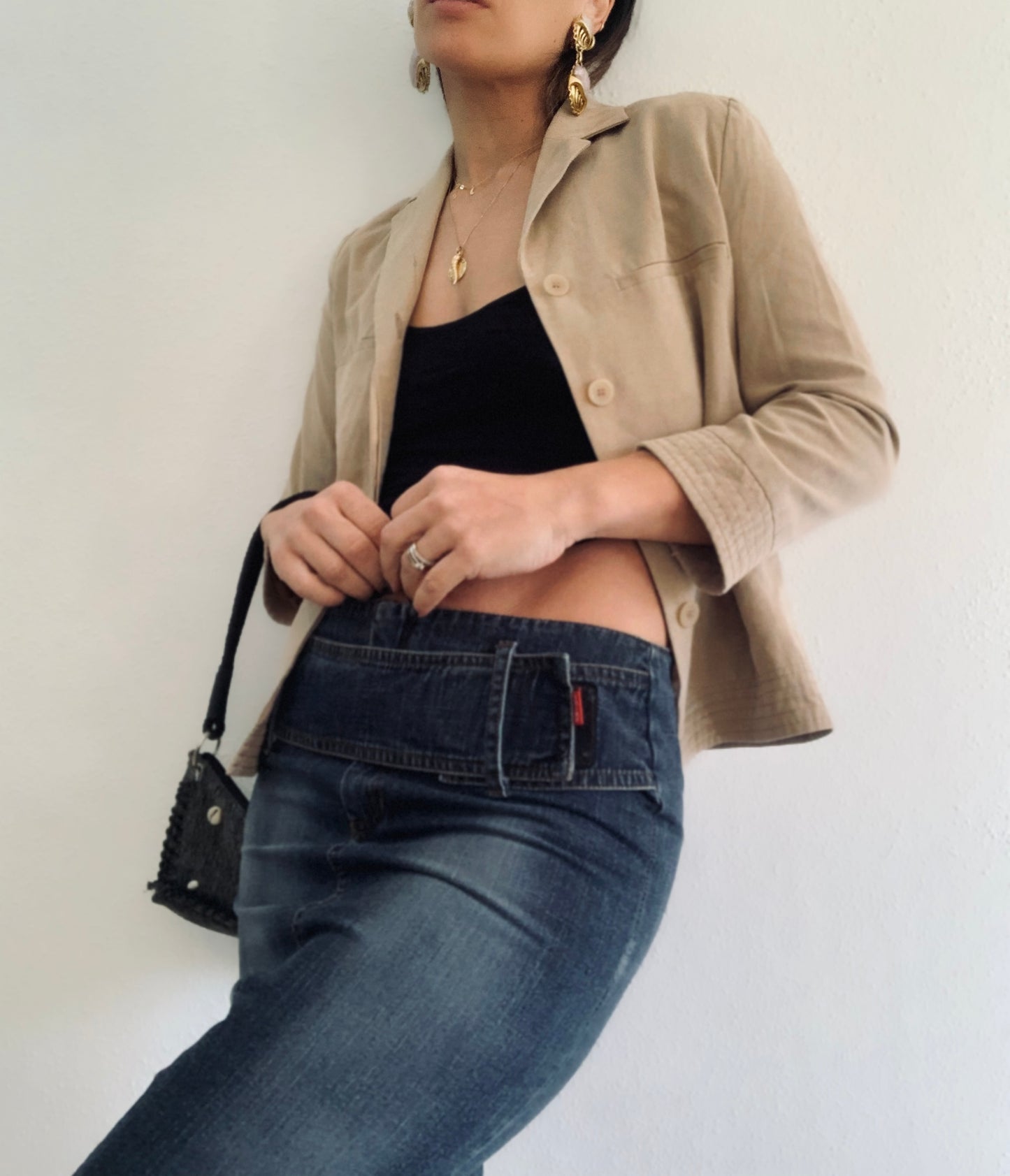Veste boutonnée en mélange de lin Mango Y2K - S
