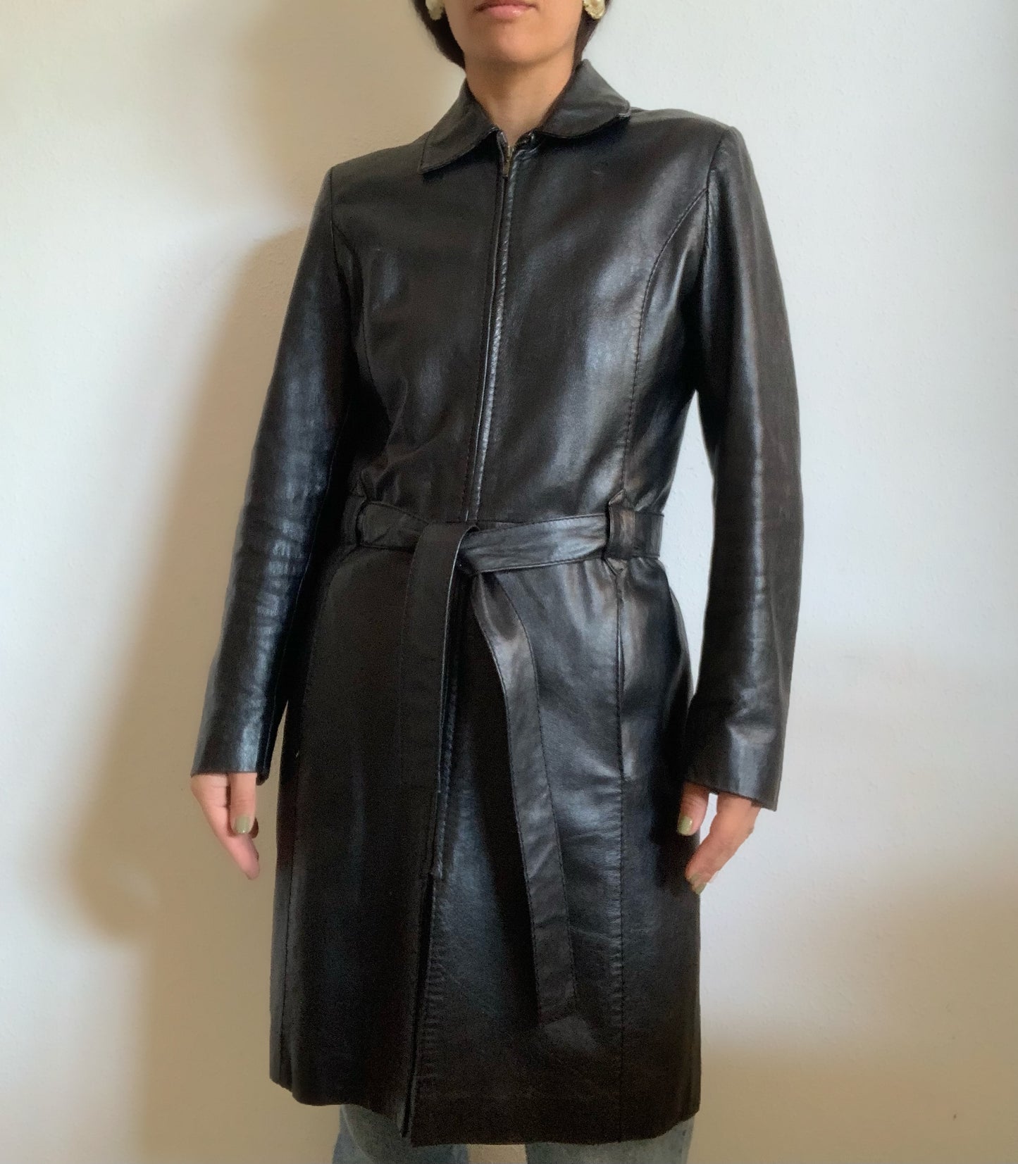 Veste en cuir noir
