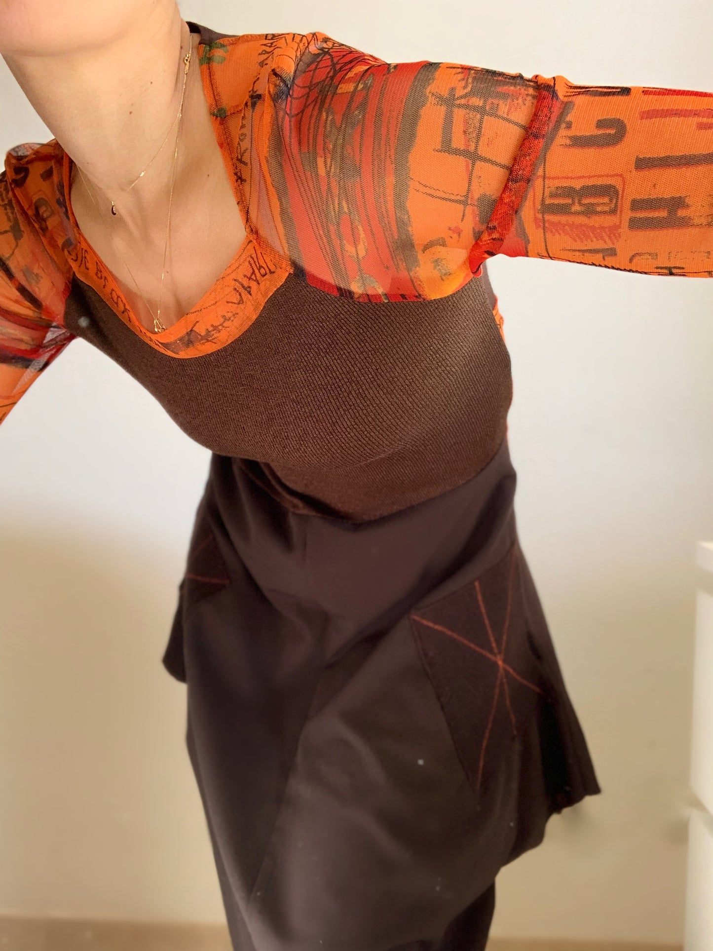 Robe longue en maille multi-matières Y2K - S