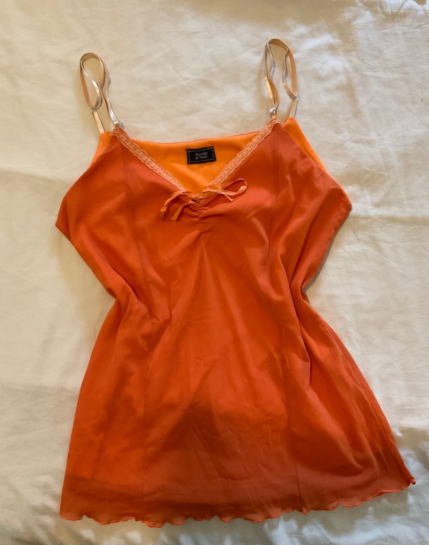 Haut à bretelles en maille orange vintage Y2K - L