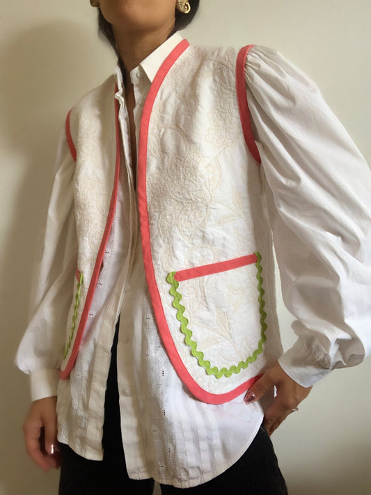 Gilet upcyclé Victoria - jaune et violet