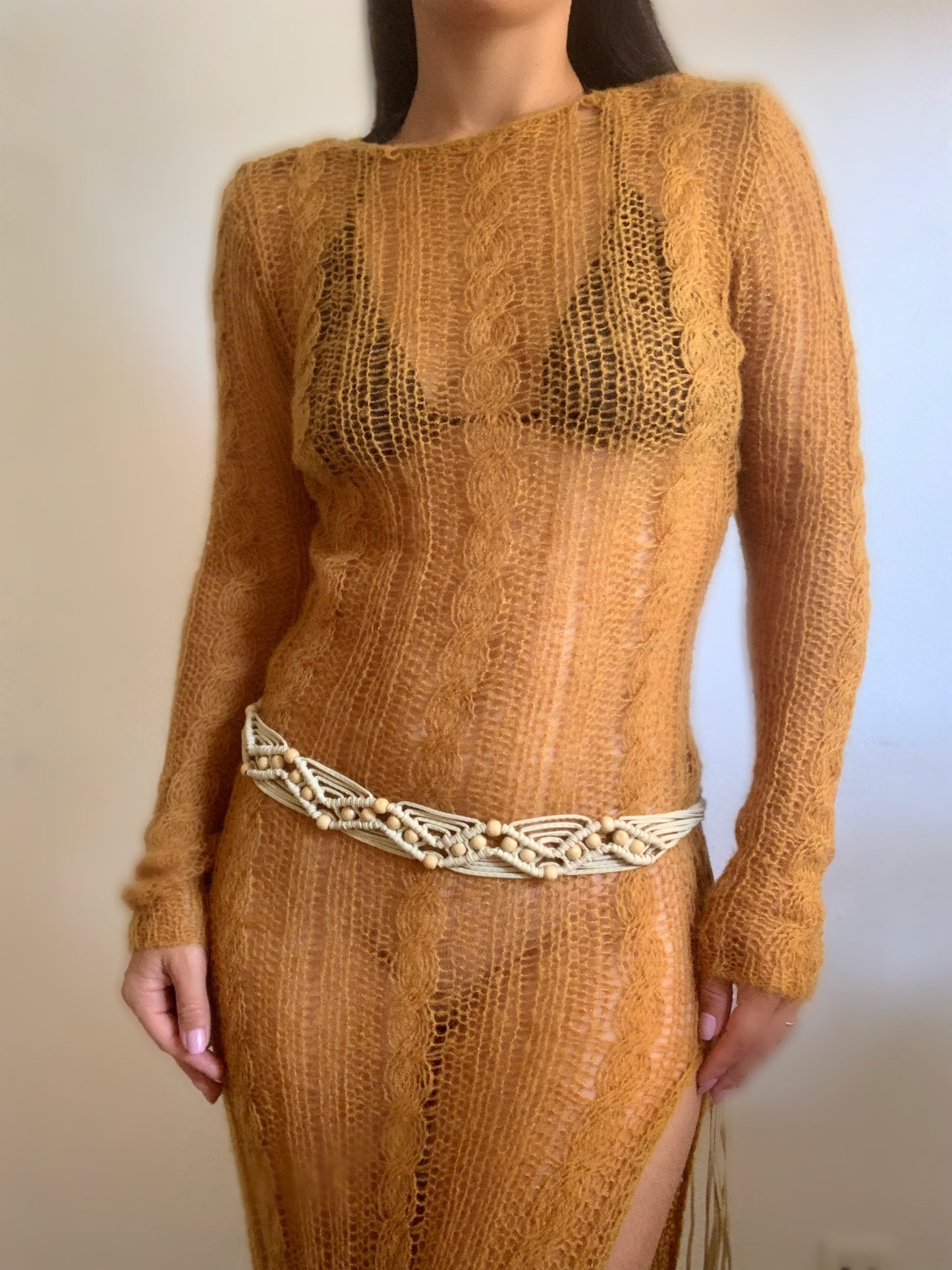 Ceinture en corde tressée ajustable vintage