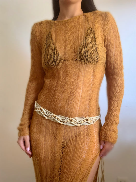 Ceinture en corde tressée ajustable vintage