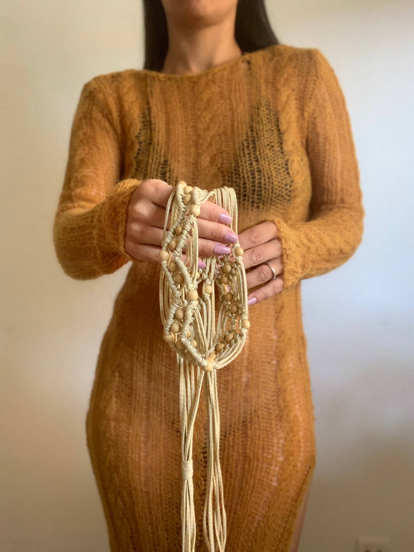 Ceinture en corde tressée ajustable vintage