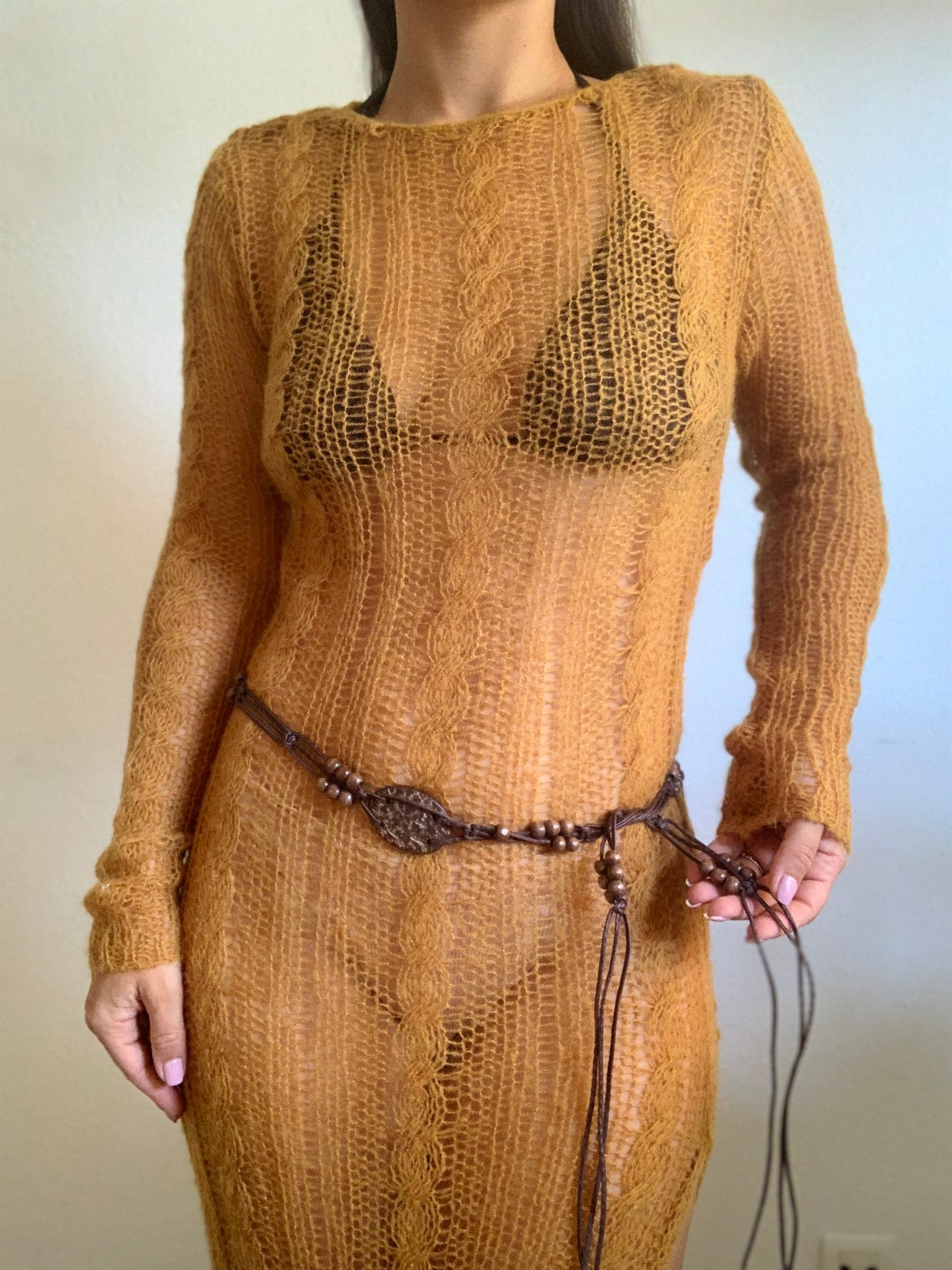 Vintage coco and pearls adjustable belt