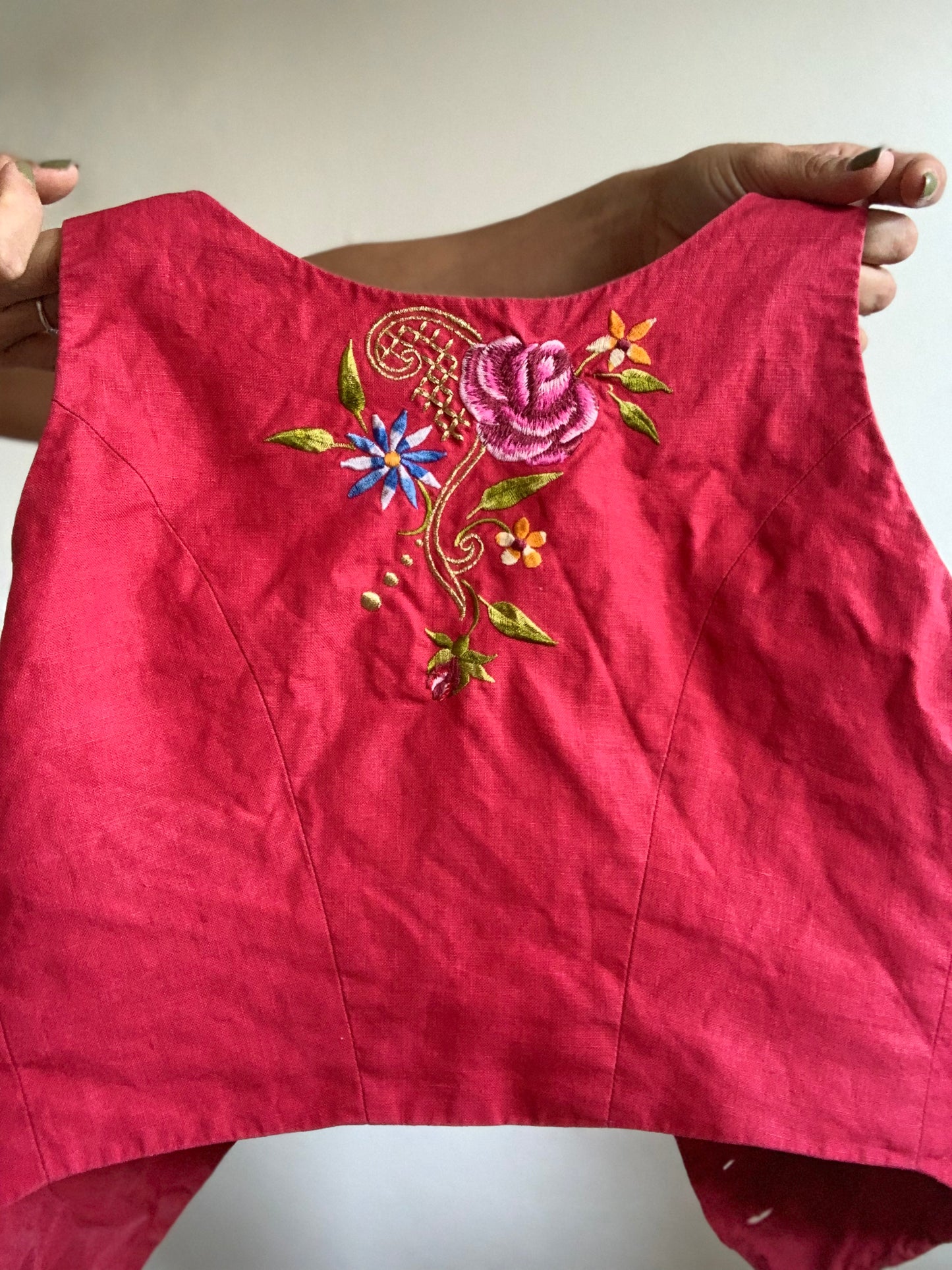 Veston / gilet rouge brodé Kenzo vintage 80’s