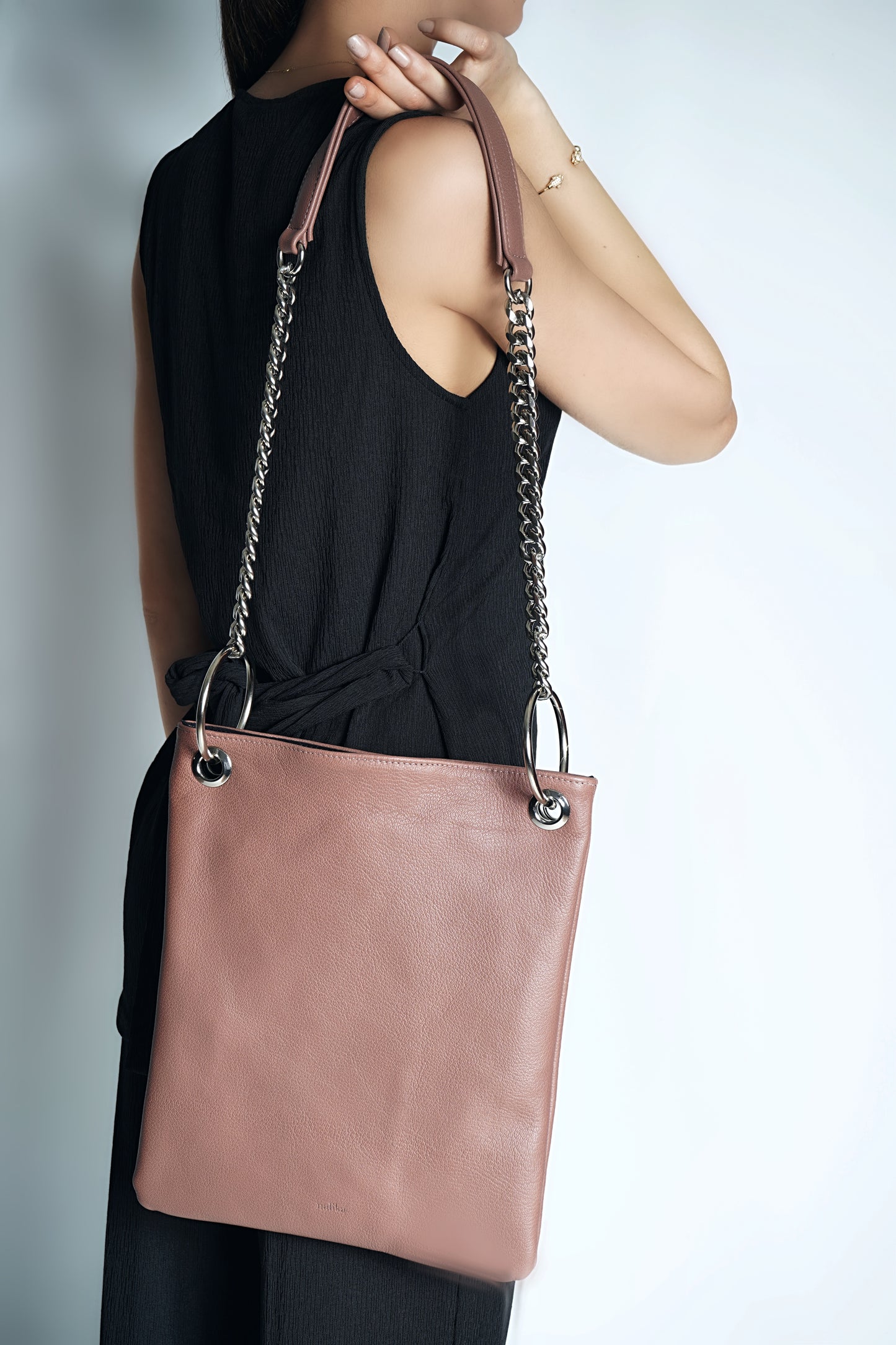 Sac Tote bag en cuir rose Inna