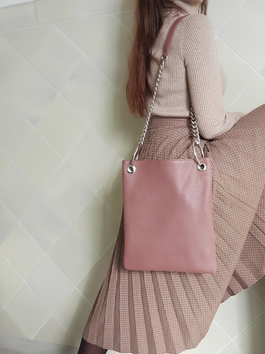 Sac Tote bag en cuir rose Inna