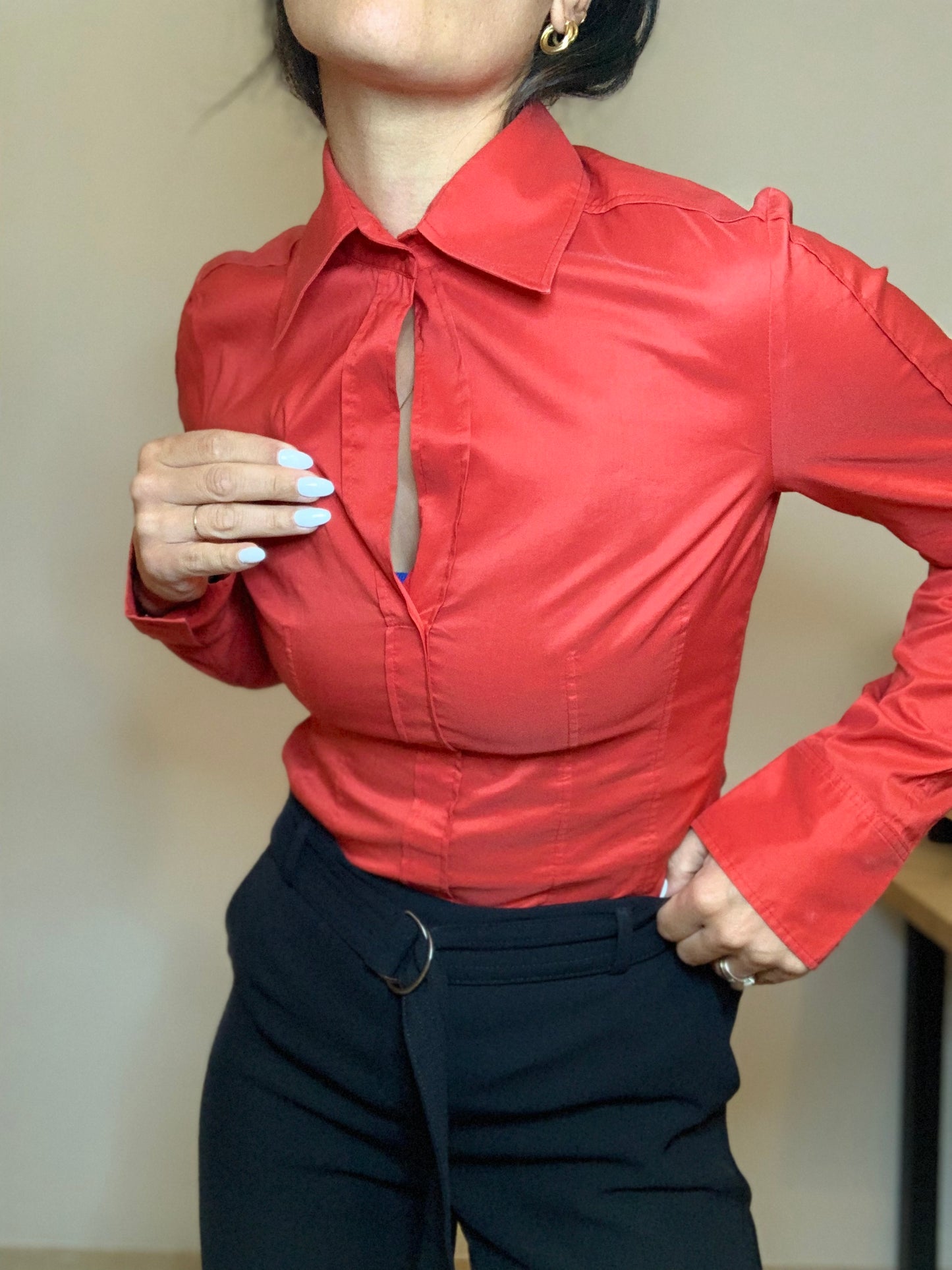 Blusa de algodón roja Boss - S/M