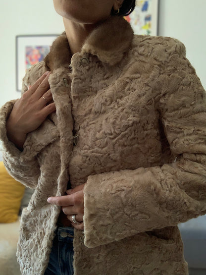 Veste en peau d'agneau beige - S 