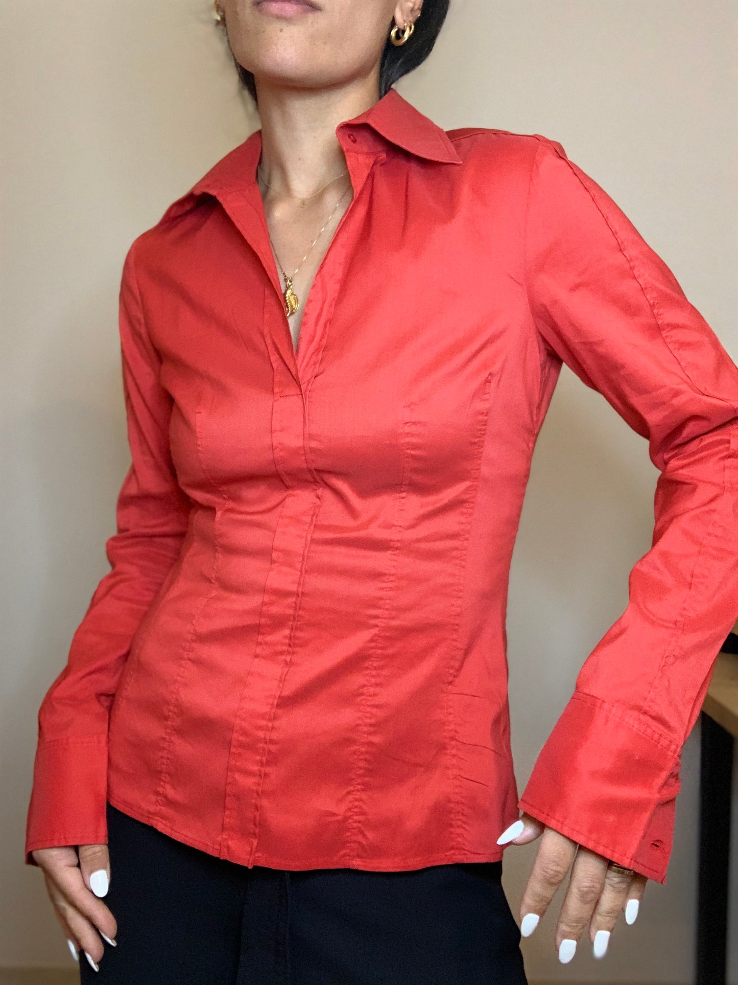 Blusa de algodón roja Boss - S/M