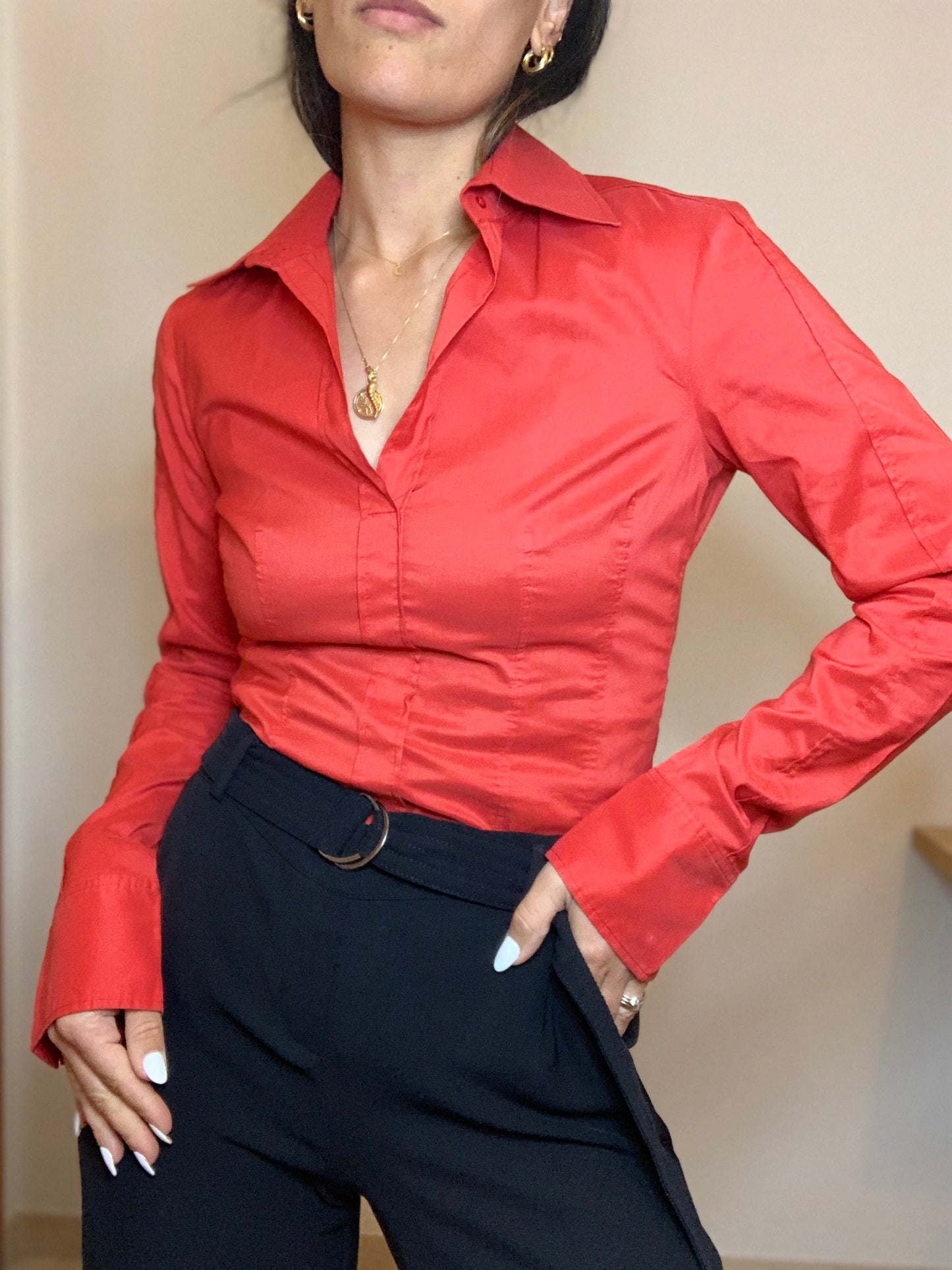 Blusa de algodón roja Boss - S/M