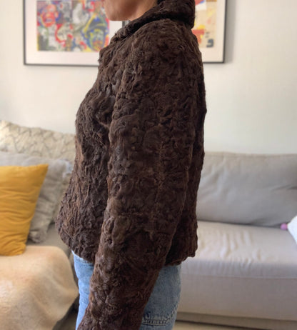 Veste en peau d'agneau chocolat - S