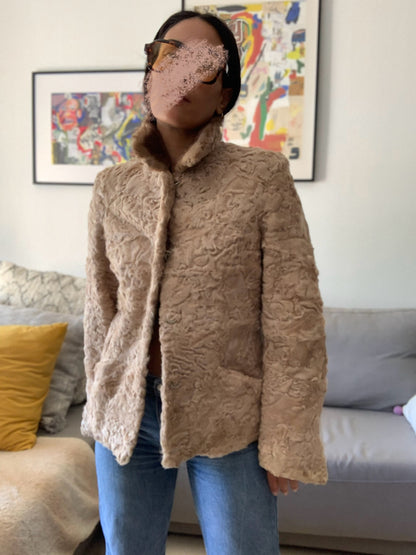 Veste en peau d'agneau beige - S 
