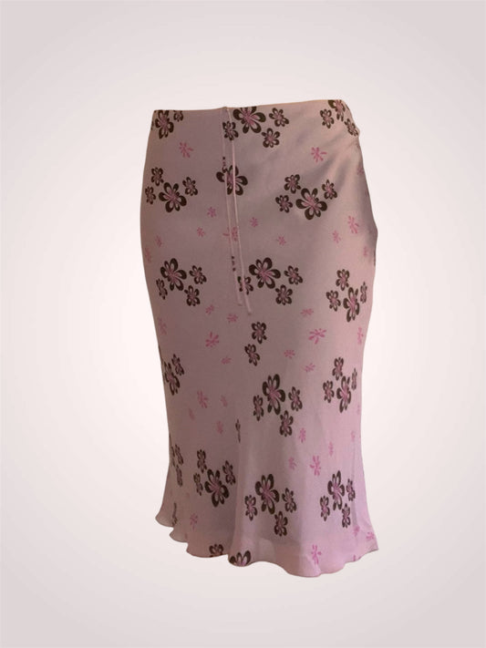 Falda midi lila con estampado de flores de Zara Y2K - S