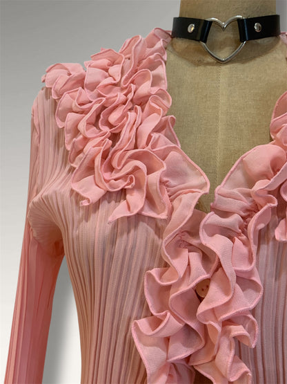 Camisa Jabot en rosa claro - M
