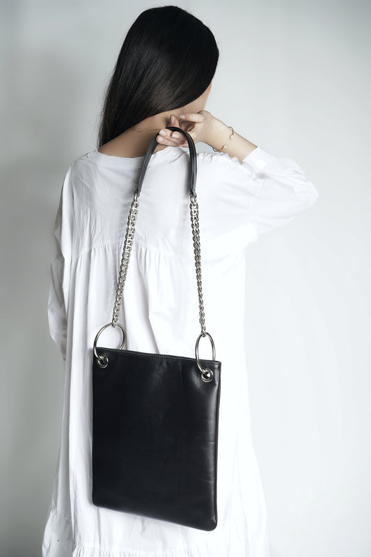Sac Tote bag en cuir noir Inna